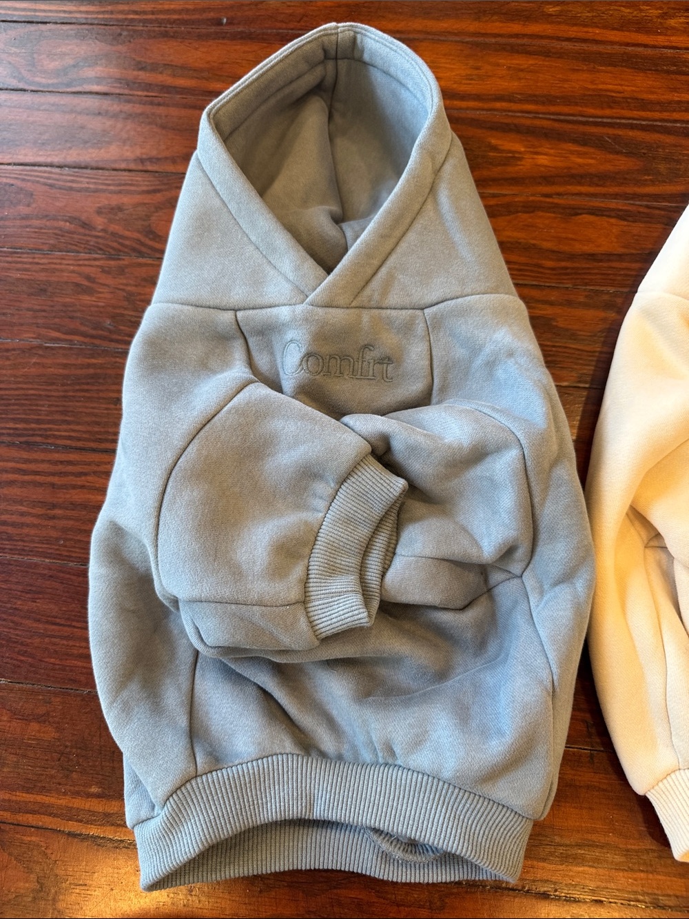 Dog Hooded Sweater in Light Gray or Cream